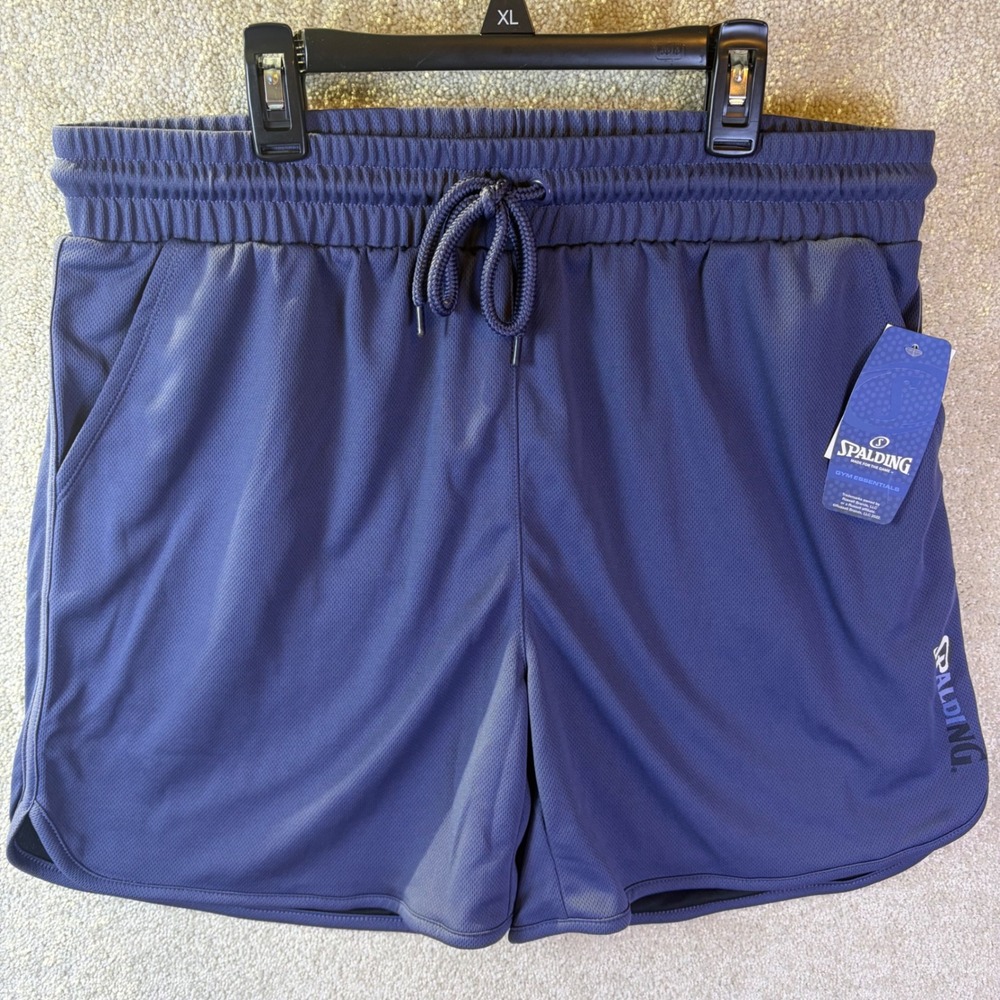 Spalding Mesh Athletic Shorts Mens Large Crown Blue Gym Essentials RLG0003 NEW